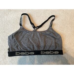 BeBe Sport Bra Women's Large L Gray Athletics Performance Logo Band